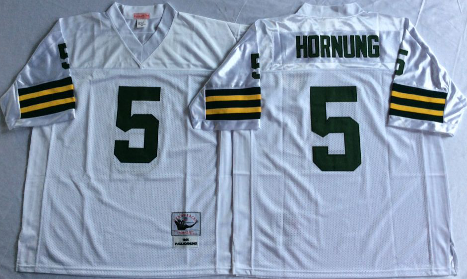 Men NFL Green Bay Packers 5 Hornung white Mitchell Ness jerseys